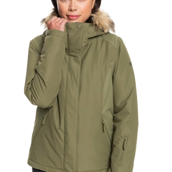 New Roxy Ski Jacket with Fur Hood -Olive Green - SZ: S/P - Picture 1 of 11